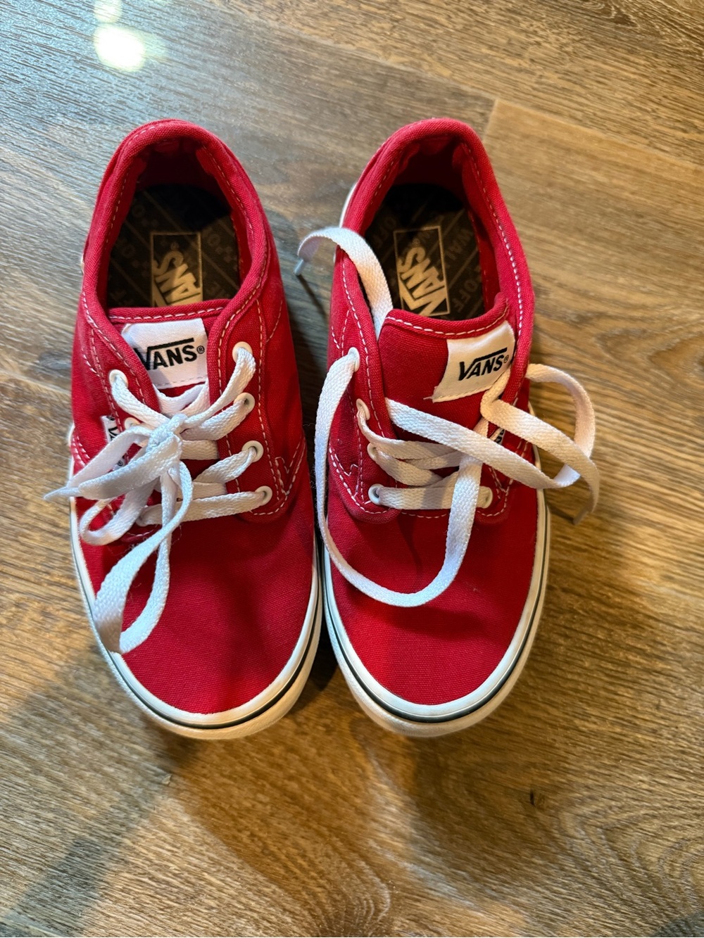 Vans Kids Red Canvas Low-Top Sneakers with White Laces